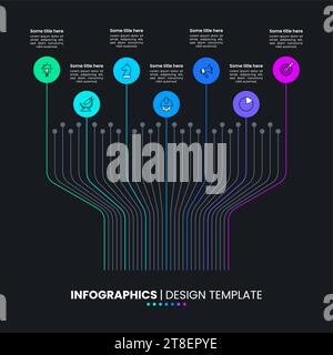 Infographic template with icons and 7 options or steps. Tech tree. Can be used for workflow layout, diagram, webdesign. Vector illustration Stock Vector