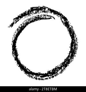 charcoal crayon circle frame. Hand drawn black charcoal symbol for hand drawn diagrams. Vector doodle marker drawing. Freehand simple element. Stock Vector