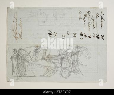 Alexander the Great in His Triumphal Chariot, Bertel Thorvaldsen, 1770-1844, No earlier than 1832, Drawing, Paper, Color, Graphite, Drawn, Height 150 mm, Width 200 mm, [?] 25, Ila [?] - 18, piccolo 15, Giove ed amore [?] , Rosso - 10, Came 7, 84, 60, 25, 14, 182 [?], Draftsmanship, Drawing, European, Modernity (1800 - 1914 Stock Photo