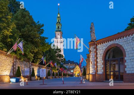 Poland, Czestochowa - July 19, 2023: Entrance Jasna Gora fortified monastery and church. Polish Catholic pilgrimage site with Black Madonna miraculous icon. Stock Photo