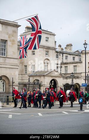 Military band playing music at the AJEX Annual Parade & Ceremony at the Cenotaph honouring Jewish members of the British Armed Forces, London, UK Stock Photo