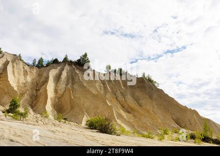 Interesting landscape in Scenic Rummu quarry, former prison that was transformed to a place for tourism, for hiking swimming, Harju, Estonia Stock Photo