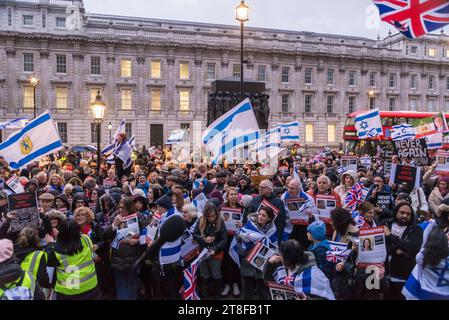 'Never Again Is Now' a prayer and protest event held in Whitehall to express solidarity with the Jewish people and to stand up against anti-Semitism, Stock Photo