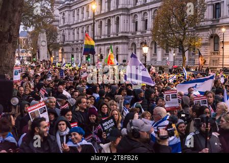 'Never Again Is Now' a prayer and protest event held in Whitehall to express solidarity with the Jewish people and to stand up against anti-Semitism, Stock Photo