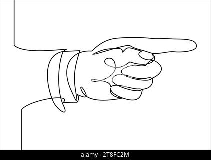 Hand drawn pointing finger illustration -continuous line drawing Stock Vector