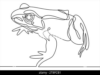 Frog one line drawing, Continuous one line drawing. Black and white vector illustration. Concept for logo, card, banner, poster, flyer Stock Vector