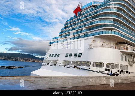 Sky Princess cruise ship aft end, docked a Muelle Transatlantic 2 cruise terminal, Vigo, Spain Stock Photo