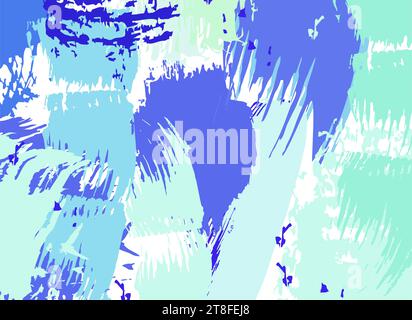 Blue grunge background with strokes of paint. Brush spots texture. Vector image. Abstract for design, flyer, banner, poster, calendar Stock Vector