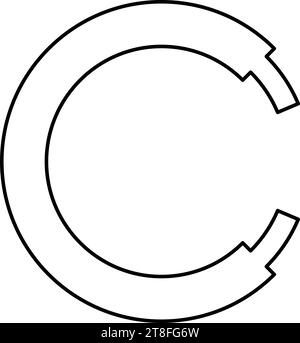 Rope line hawser cable electric circle shape for car contour outline line icon black color vector illustration image thin flat style simple Stock Vector