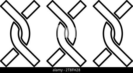 Chain fence twisted wire contour outline line icon black color vector illustration image thin flat style simple Stock Vector