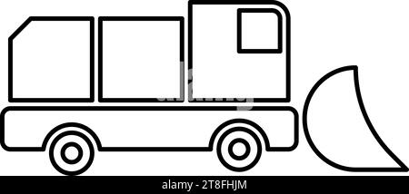 Snowblower snow clear machine snowplow truck plough clearing vehicle equipped seasons transport winter highway service equipment clean contour Stock Vector