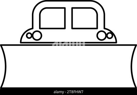 Snowblower snow clear machine snowplow truck plough clearing vehicle equipped seasons transport winter highway service equipment clean contour Stock Vector