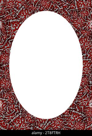 White frame with abstract motif decorated rounded red and white colors edges Stock Photo