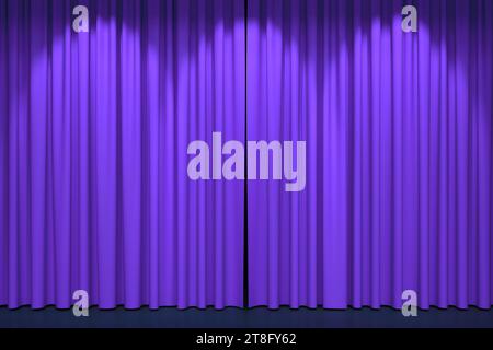 Luxury silk stage or window curtains. Interior design, waiting for show, movie end, revealing new product, premiere, marketing concept. 3D illustratio Stock Photo