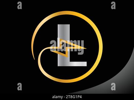 Letter L with lighting thunder bolt Logo Design Vector Template. Stock Vector