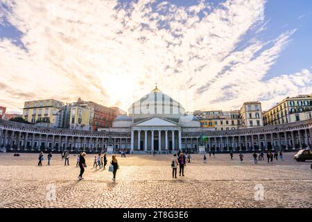 Naples, Italy, 3 november 2023 - Basilica Reale Pontificia San Francesco da Paola (Royal Pontifical Basilica of San Francesco) in the center of Naples Stock Photo