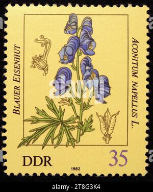 Aconitum napellus 'Monkshood' - German Postage Stamp Stock Photo