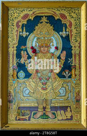 01 15 2017 Vintage painting of Sahajanand Swami in Old swaminarayan temple Ahmedabad Gujarat India.Asia. Stock Photo