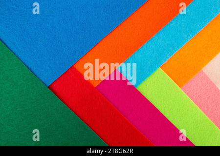 Multicolored felt fabric swatches, close up  texture Stock Photo