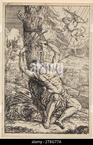 Jonas Umbach (1624 um - 1693), Dying St. Sebastian, Print date: c. 1645 - 1693, etching, sheet size: 12.3 x 8.1 cm Stock Photo