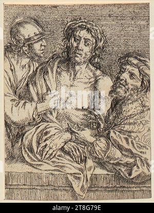 Jonas Umbach (1624 um - 1693), Ecce Homo, print medium: 1634 - 1693, etching, sheet size: 9.8 x 7.3 cm (trimmed inside border line Stock Photo