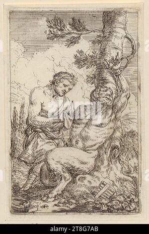 Jonas Umbach (1624 um - 1693), Apollo skins Marsyas, print medium: 1634 - 1693, etching, sheet size: 12.4 x 8.0 cm Stock Photo