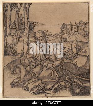 Marcantonio Raimondi (1470, 1482 um - um 1527, 1534), artist, attributed to Albrecht Dürer (1471 - 1528), copy after, Love Offering, print medium: after 1495, copperplate engraving, sheet size: 15.4 x 14.2 cm, monogrammed 'AD' at lower center Stock Photo