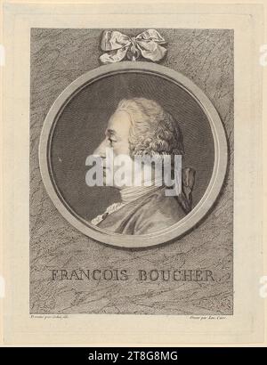 Laurent Cars (1699 - 1771)Charles-Nicolas Cochin (the Younger) (1715 - 1790), after, portrait of Fran?ois Boucher, origin of the print: 1750 - 1760, etching and engraving, sheet size: 20.7 x 15.7 cm platemark: 19.3 x 14.4 cm, inscribed lower center 'FRANCOIS BOUCHER'; inscribed lower left 'Dessiné par Cochin fils.'; below Stock Photo