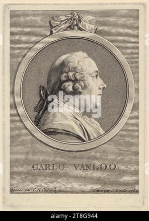 Jean Daullé (1703 - 1763)Charles-Nicolas Cochin (the Younger) (1715 - 1790), after, portrait by Carl van Loo, print medium creation: 1754, copperplate engraving, sheet size: 19.4 x 13. 6 cm platemark: 18.8 x 13.0 cm, bottom center inscribed 'CARLO VANLOO'; bottom left inscribed 'Dessiné par C. N. Cochin le fils.'; u, verso bottom left dealer's note with graphite '16126, M. A Stock Photo