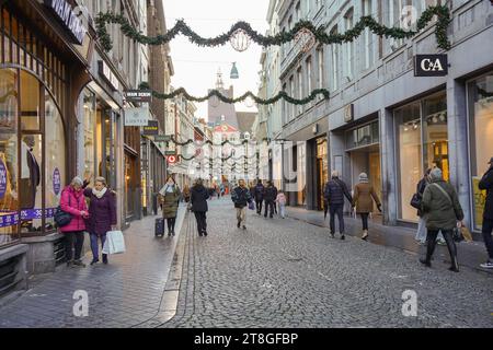 Grote staat street, commercial shopping centre, pedestrian street in Maastricht, Limburg, Netherlands. Stock Photo