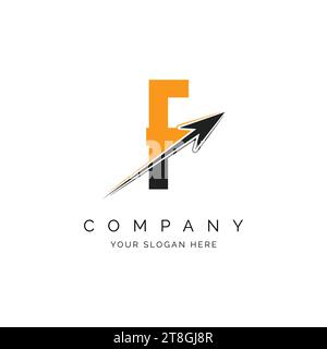 F Letter with Arrow Logo Template Illustration. F Alphabet Concept Design Modern Vector Monogram Icon Stock Vector