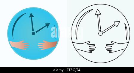 new style Analog clock flat vector icon. Symbol of time management, chronometer with hour, minute, and second arrow. Simple illustration isolated Stock Vector
