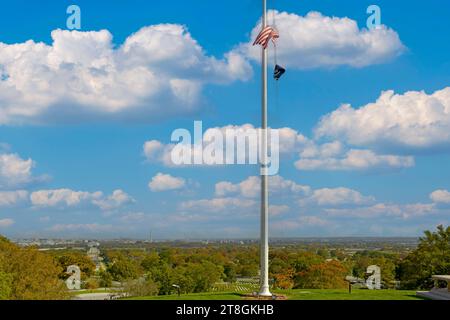 View of Washington DC from the the top of Arlington Cemetery hill in Virginia Stock Photo