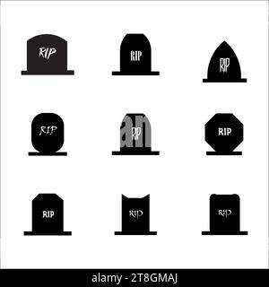 Tombstone silhouette vector icons for graphic and web design Stock Vector