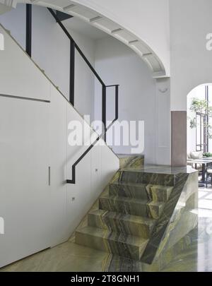Stairway to reception lounge. Hotel Casa Polanco, Mexico City, Mexico. Architect: Gantous Arquitectos, 2022. Stock Photo