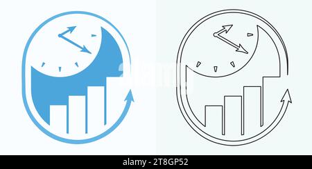 Time and Clock set of linear icons. Time management. Timer, Speed, Alarm, Restore, Time Management, Calendar and more. Collection of time, clock, Stock Vector