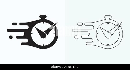 Time and Clock set of linear icons. Time management. Timer, Speed, Alarm, Restore, Time Management, Calendar and more. Collection of time, clock, Stock Vector
