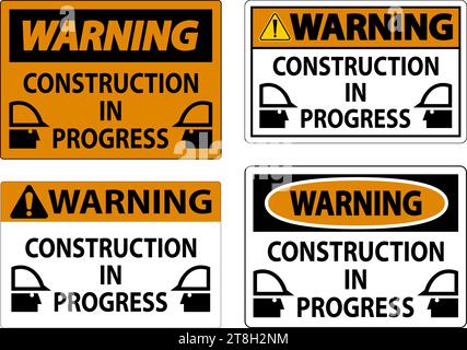 Warning Sign Construction In Progress Stock Vector