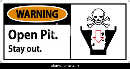 Warning Sign Open Pit, Stay Out Stock Vector