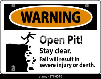 Warning Sign Open Pit Stay Clear Fall Will Result In Severe Injury Or Death Stock Vector