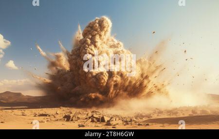 Electric detonator blast on the mining site Stock Photo