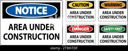 Caution Sign Area Under Construction Stock Vector