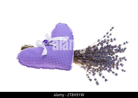 lavender heart with dry lavender isolated on white background Stock Photo
