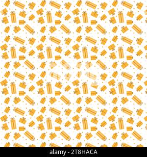 Festive ochre golden gift boxes with beige patterns of stars and ball ornaments on a white background vector Stock Photo