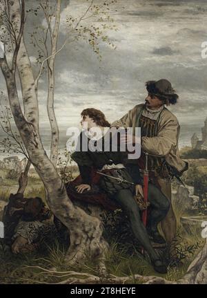 VICTOR MÜLLER, Hamlet and Horatio in the churchyard, 1868, dimensions, 212.0 x 154.0 cm, oil on canvas, Hamlet and Horatio in the churchyard, painter, VICTOR MÜLLER, 19TH CENTURY, REALISM, PAINTING, oil on canvas, CANVAS, OIL, Signed lower right: Victor Müller Stock Photo