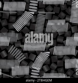 Abstract modern monochrome pattern. Abstract trendy texture. Print with geometric shapes and striped lines. Artistic stylish vector template for seaml Stock Vector