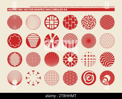 Modern Circles Vector Shapes. Inspired by Brutalist, Minimal, Bauhaus, and Memphis styles;  dynamic mix of innovative shapes for a contemporary touch. Stock Vector