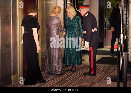 Queen Camilla arriving at the annual awards ceremony of the Foreign Press Association, which is celebrating its 135th anniversary, at Sheraton Grand Park Lane, London. Picture date: Monday November 20, 2023. Stock Photo