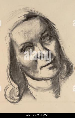 Head study, Ernst Maria Fischer, Germany, 1907 - 1939, drawing, charcoal, passepartout: 463 x 305 mm Stock Photo