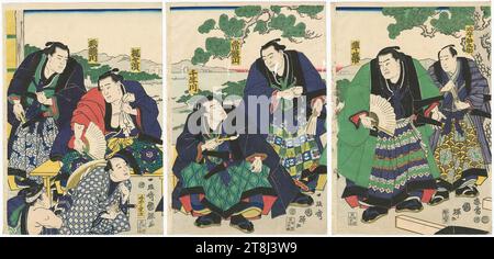 Utagawa Kuniteru II - Sumô Wrestlers Aioi Matsugorô, Jinmaku Kyûgorô ...
